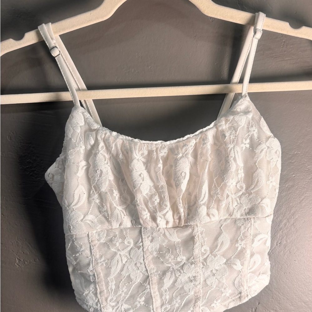 No Boundaries White Lace Camisole Crop Top